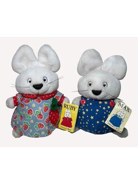 Max and Ruby Vintage 1997 Eden Plush Rabbits Signed Rosemary Wells